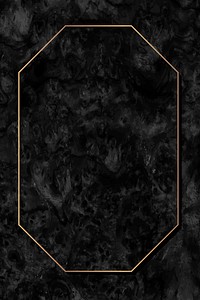 Octagon gold frame on black background vector