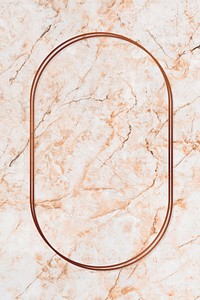Oval bronze frame on orange marble background vector