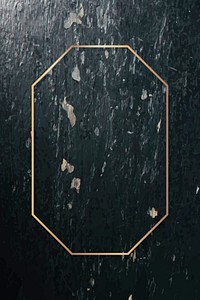 Octagon gold frame on weathered dark color background vector