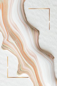 Gold frame on white and orange marble background vector