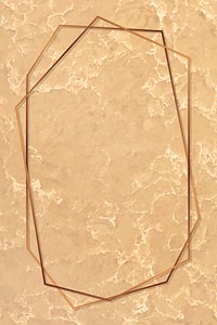 Heptagon bronze frame on brown background vector