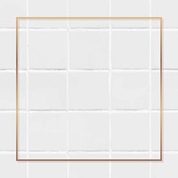 Square copper frame on white tile background vector