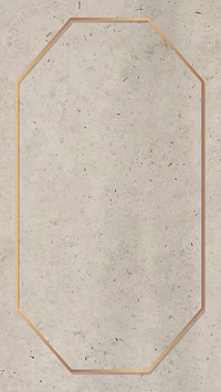 Octagon gold frame on beige mobile phone wallpaper vector