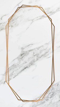 Octagon gold frame on white marble mobile phone wallpaper vector