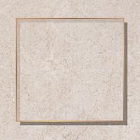 Square gold frame on beige marble background vector