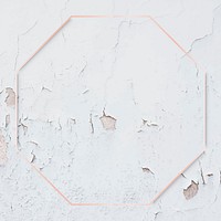 Octagon rose gold frame on weathered paint wall background vector