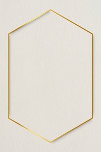 Hexagon gold frame on beige background vector