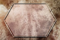 Hexagon silver frame on brown frosted background vector
