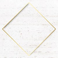 Rhombus gold frame on beige marble background vector