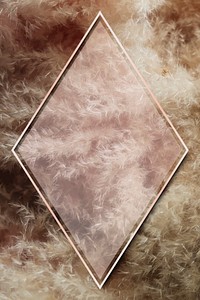 Rhombus rose gold frame on  brown frosted background vector