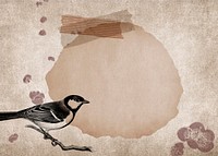 Talgoxe great tit on a grunge brown background vector