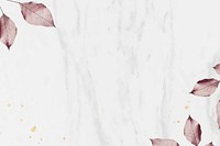 Pink leaf pattern on marble textured background