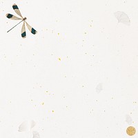 Blue-tipped dragonfly pattern on beige background illustration