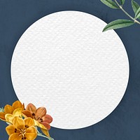 Round floral frame design vector