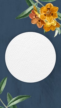 Round floral frame mobile phone background vector
