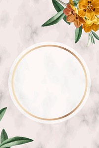 Round golden floral frame design vector