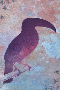 Purple toucan silhouette painting background illustration