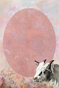 Oval frame with a goat head painting background vector