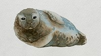 Watercolor painted seal on white canvas template