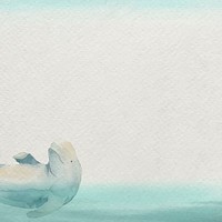 Watercolor painted Beluga Whale at the water surface banner vector