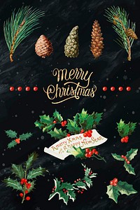 Festive merry Christmas vector set<br />
