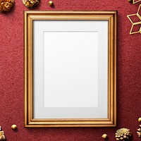 Classic gold frame with Christmas decorations