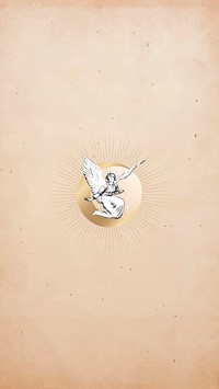 Vintage Christmas angel from the public domain on old brown paper mobile phone wallpaper vector
