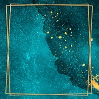 Rectangle gold frame on dark blue texture background illustration