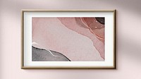 Wooden frame on a pink wall mockup