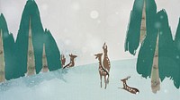 Deer in the forest Christmas banner illustration