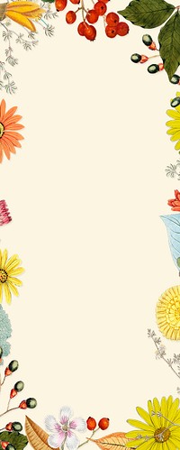 Mixed flowers and leaves set Pinterest banner mockup