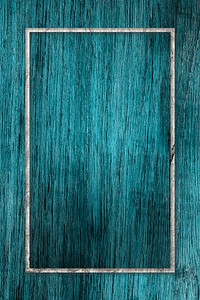 Rectangle frame on blue wooden texture background