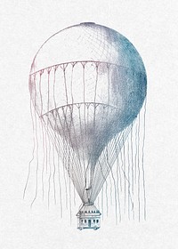 Hot air balloon vintage illustration, remix from original artwork.