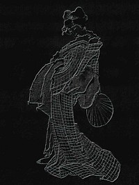 Embossed Japanese woman in a kimono, a traditional Japanese Ukyio-e style vintage vector, remix from original artwork.