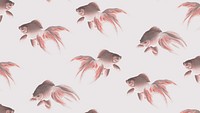 Veiltail goldfish seamless pattern vintage illustration wall art print and poster design remix from original artwork.