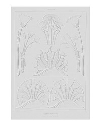 Embossed Egyptian plants and flowers vintage wall art print poster design remix from original artwork.