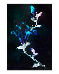 Blooming flower vintage wall art print poster design remix from original artwork by Katsushika Hokusai.