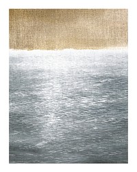Golden hour by the sea vintage illustration wall art print and poster design remix from original artwork.