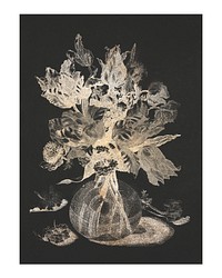 Flowers in a vase vintage illustration wall art print and poster design remix from original artwork of Johan Teyler.