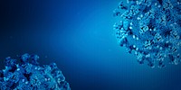 Coronavirus cell contamination on blue background