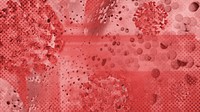 Coronavirus under a microscope on a red background illustration
