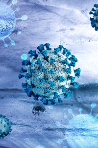 Coronavirus under a microscope on a blue background illustration