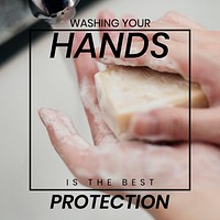 Wash your hands is the best protection from COVID-19 social template vector