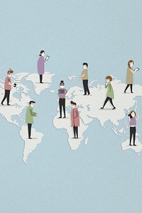 People with face masks around the world during coronavirus outbreak social template illustration