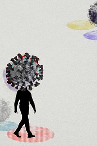 Coronavirus infected man walking in public social template illustration