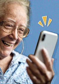 Elderly woman learning to use social media during coronavirus pandemic