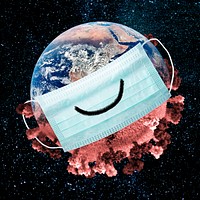 Planet earth wearing a face mask during coronavirus pandemic