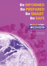 Coronavirus contaminated world and WHO advice on the COVID-19 crisis vector poster