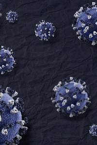 Novel coronavirus under the microscope on a blue background 