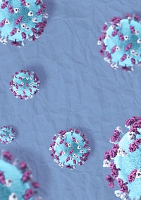 Novel coronavirus under the microscope on a blue background 